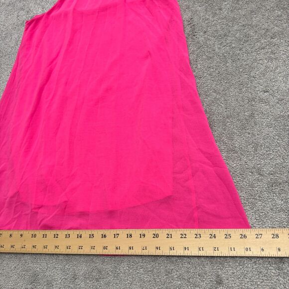Meghan Los Angeles Halter Mini Tank Slip Dress Womens Medium Pink Lined Chiffon - Picture 11 of 13